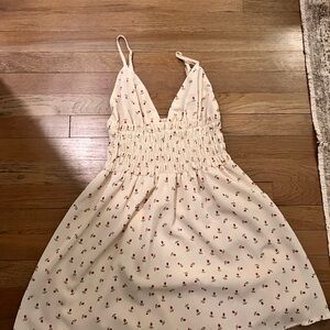 Princess Polly Cream Dress with Red Floral Design